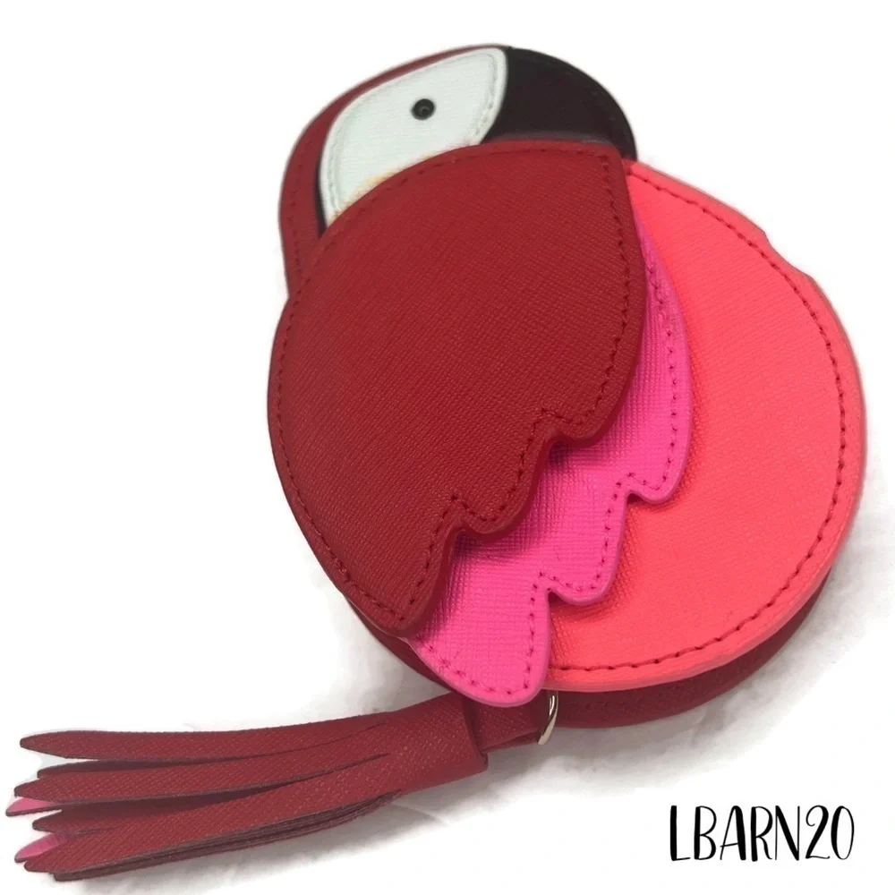 Kate Spade Novelty Rare Parrot Keychain Fob and Coin Bag Set
